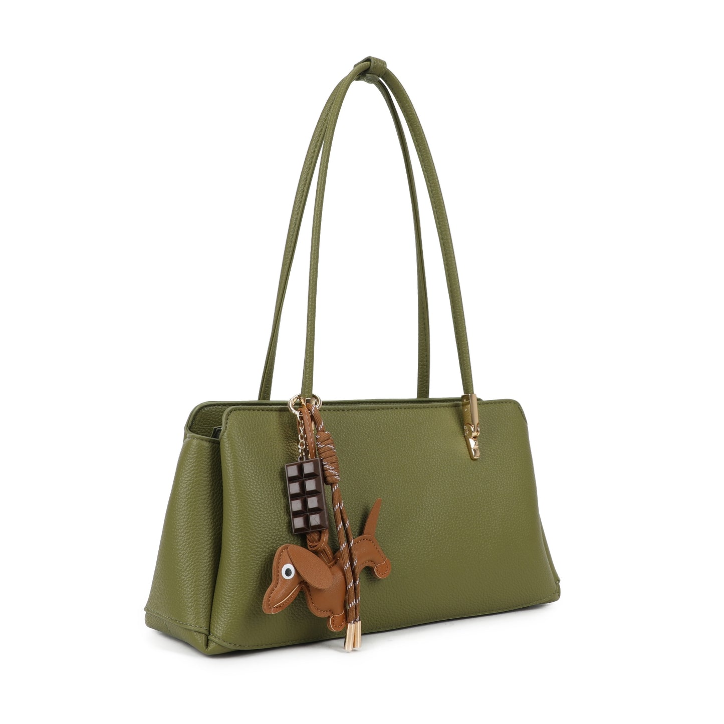 Medium Long Shoulder Handle Handbag with Bag Charm