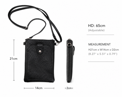 Genuine Leather Crossbody Phone Bag – Black