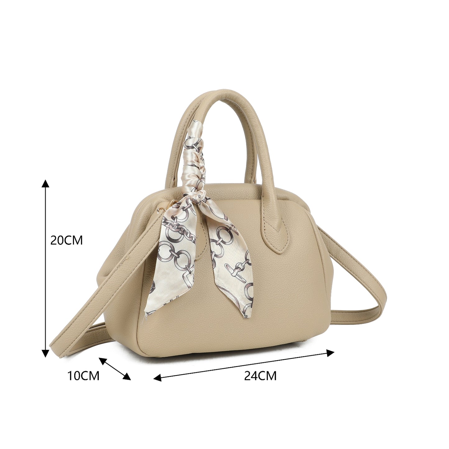 Snap Closure Top Handle Scarf Bag