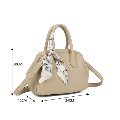 Snap Closure Top Handle Scarf Bag