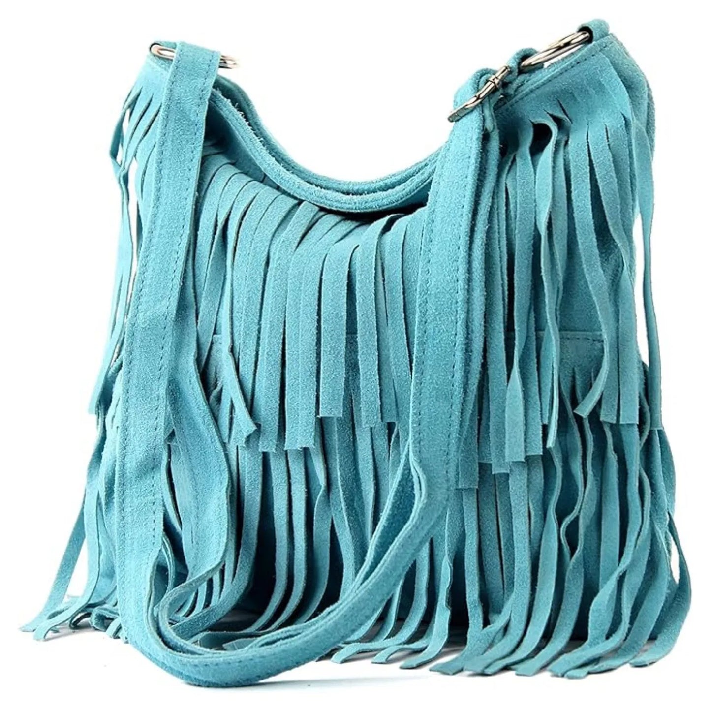 Real Suede Soft Leather Tassel Crossbody Bag