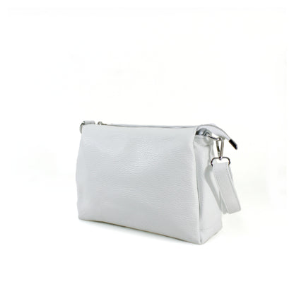 Genuine Leather Triple Compartment Shoulder Bag – White
