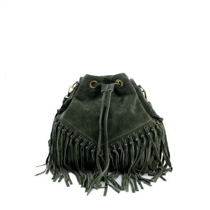 Real Suede Leather Bucket Bag