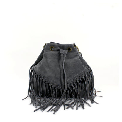 Real Suede Leather Bucket Bag