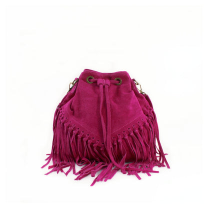 Real Suede Leather Bucket Bag