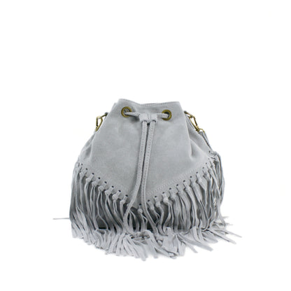 Real Suede Leather Bucket Bag