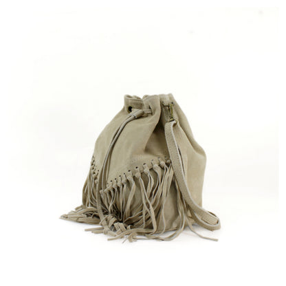 Real Suede Leather Bucket Bag