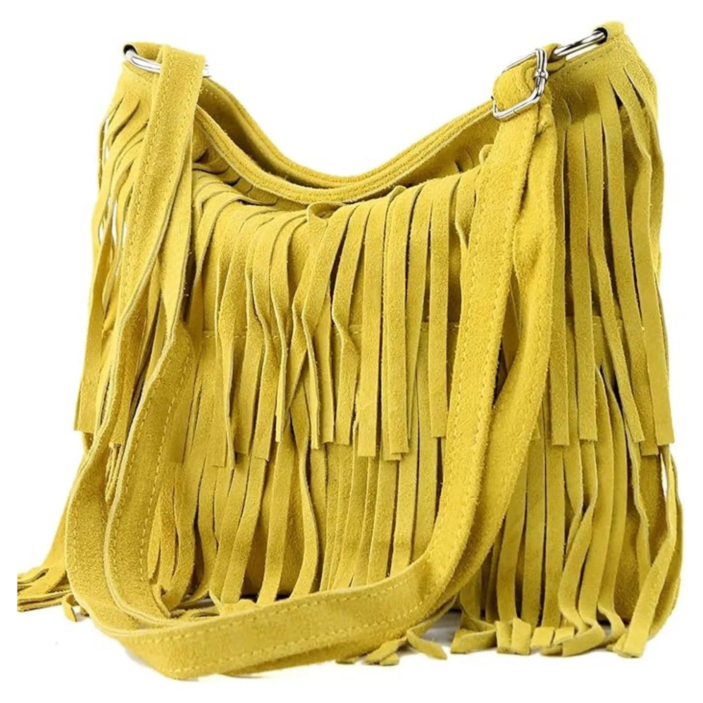 Real Suede Soft Leather Tassel Crossbody Bag