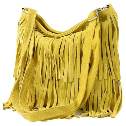 Real Suede Soft Leather Tassel Crossbody Bag