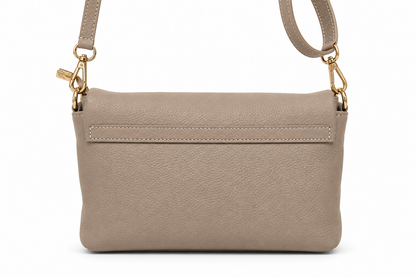 Genuine Leather Crossbody Bag - Taupe