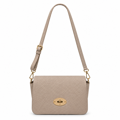 Genuine Leather Crossbody Bag - Taupe