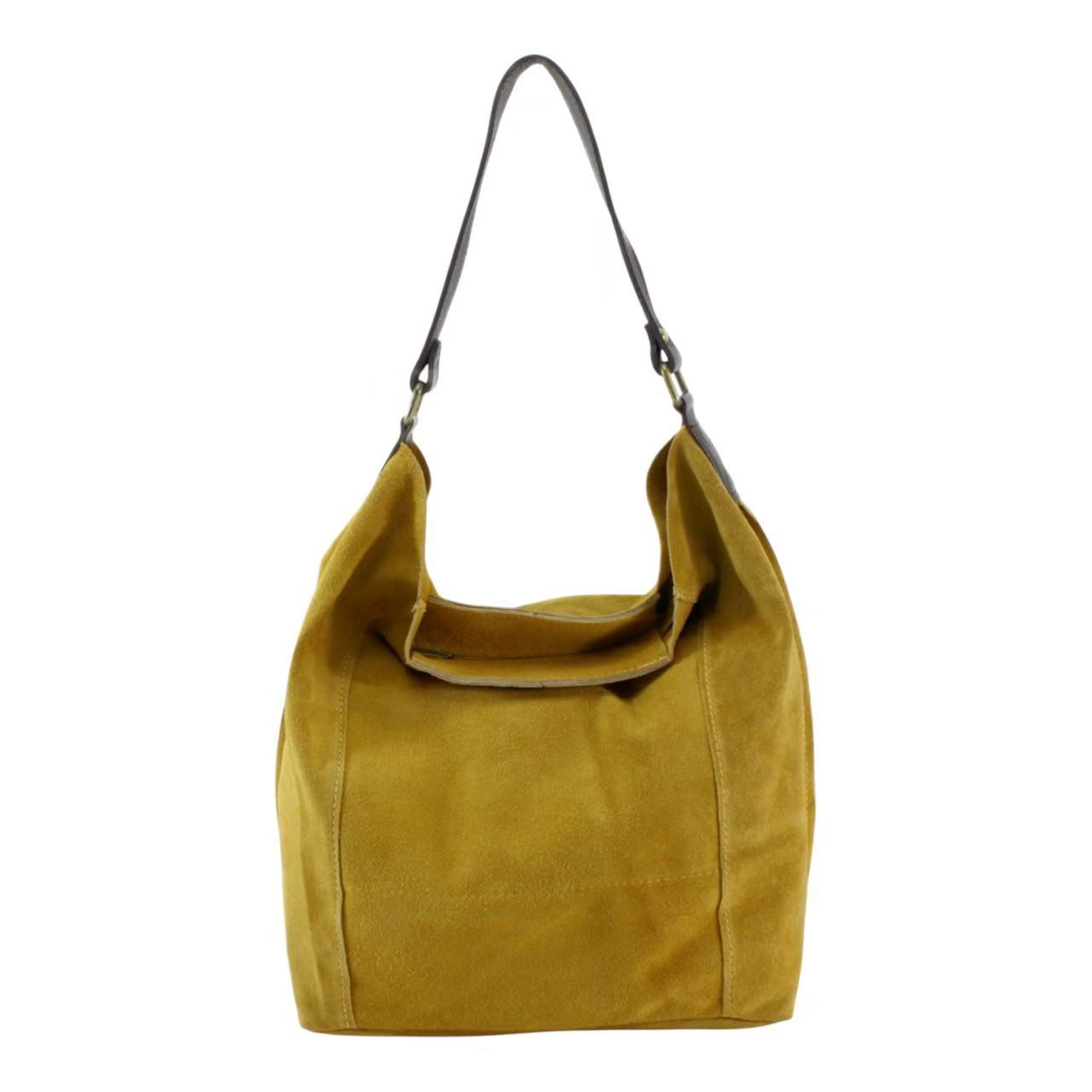 Real Sude Leather Shoulder Handbag